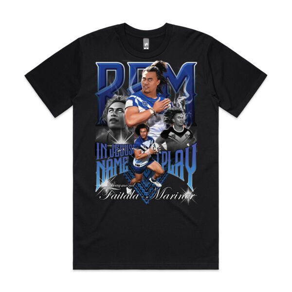 'RFM - In Jesus' Name I Play' Raymond Faitala Mariner Graphic Tee Thumbnail